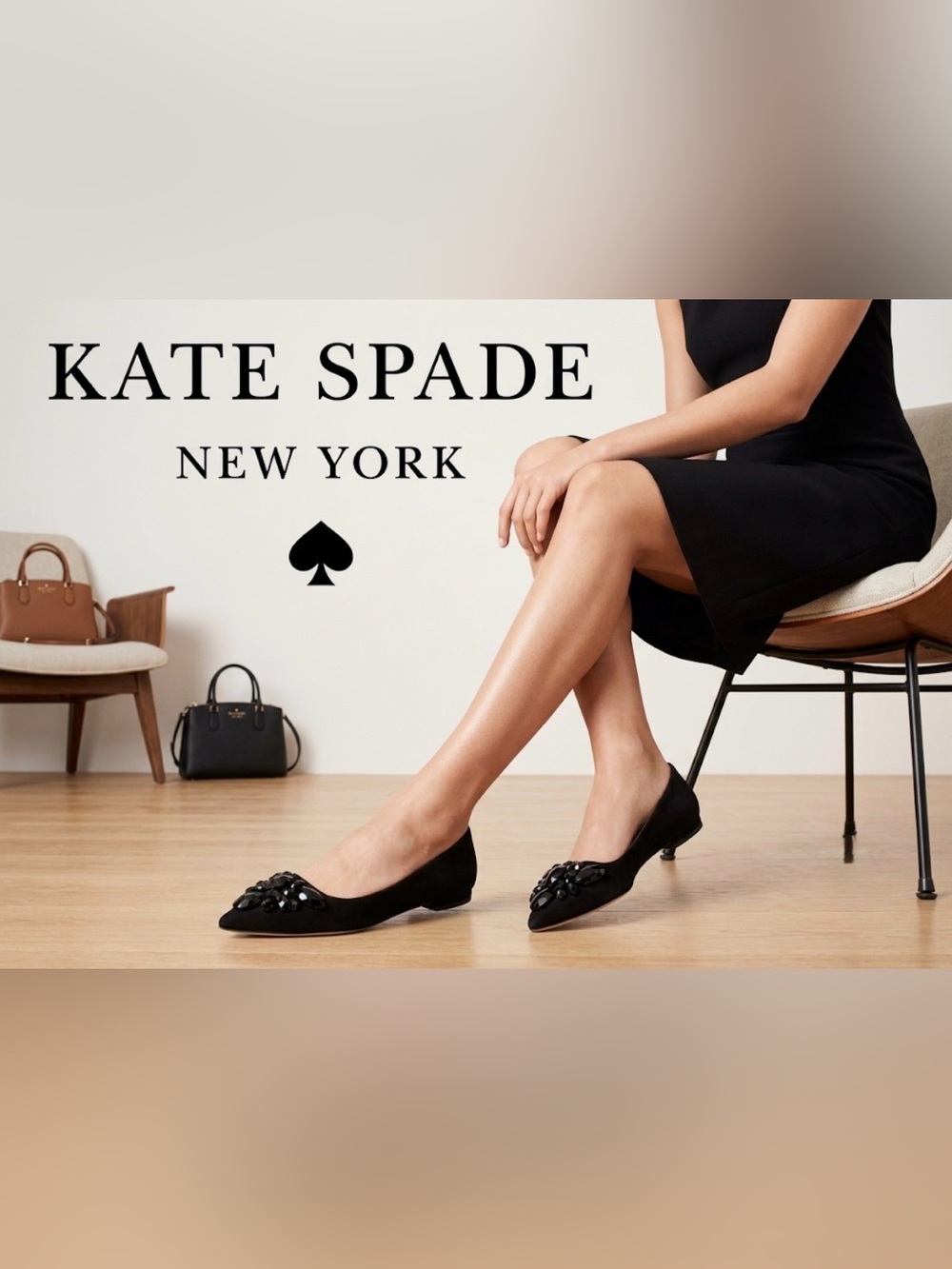 Authentic Kate Spade ♠️ black fabric designer flats Sz 7